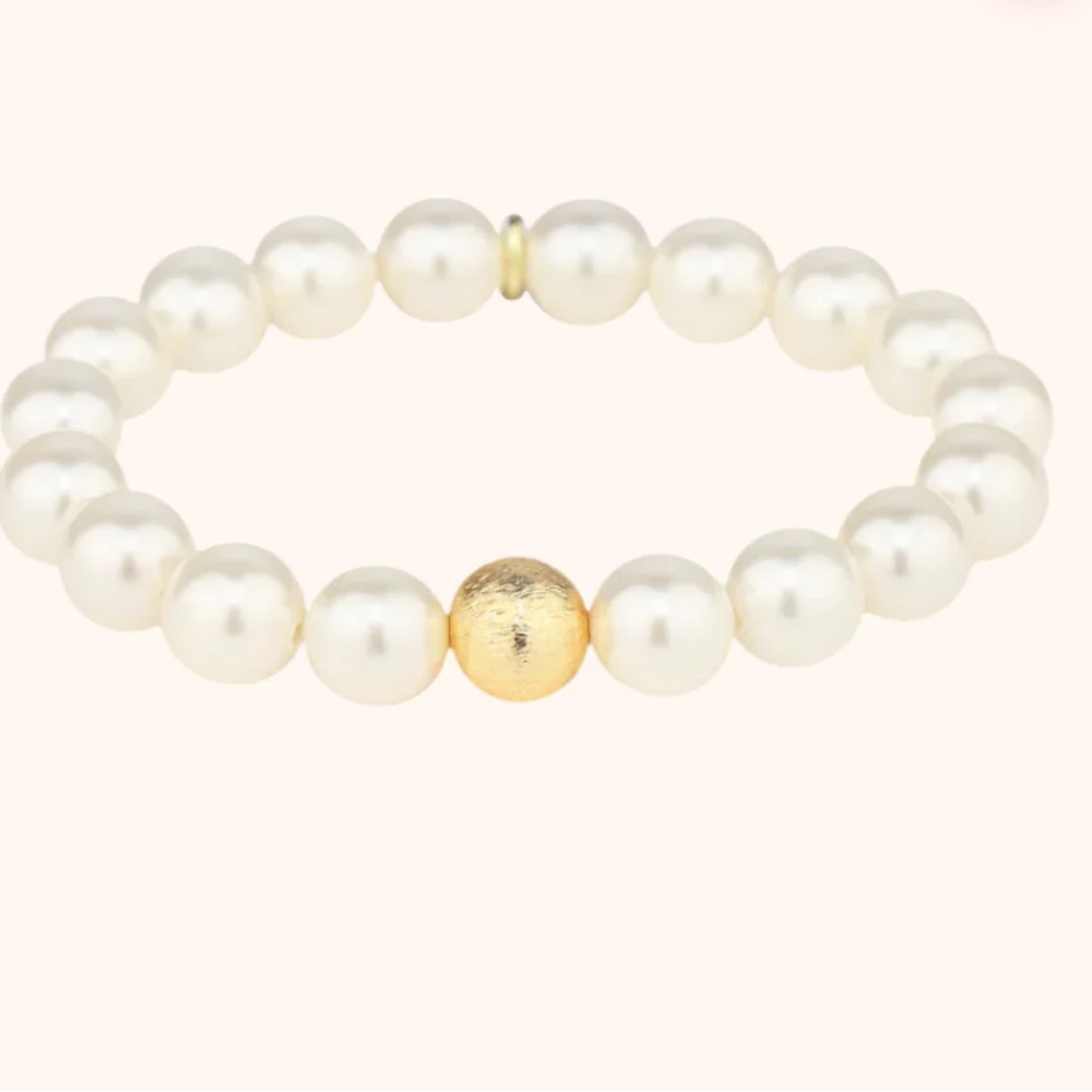 BuDhaGirl White Pearl Mala Beaded Bracelet